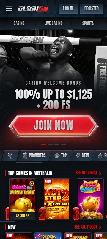 Glorion Casino responsive mobile browser interface